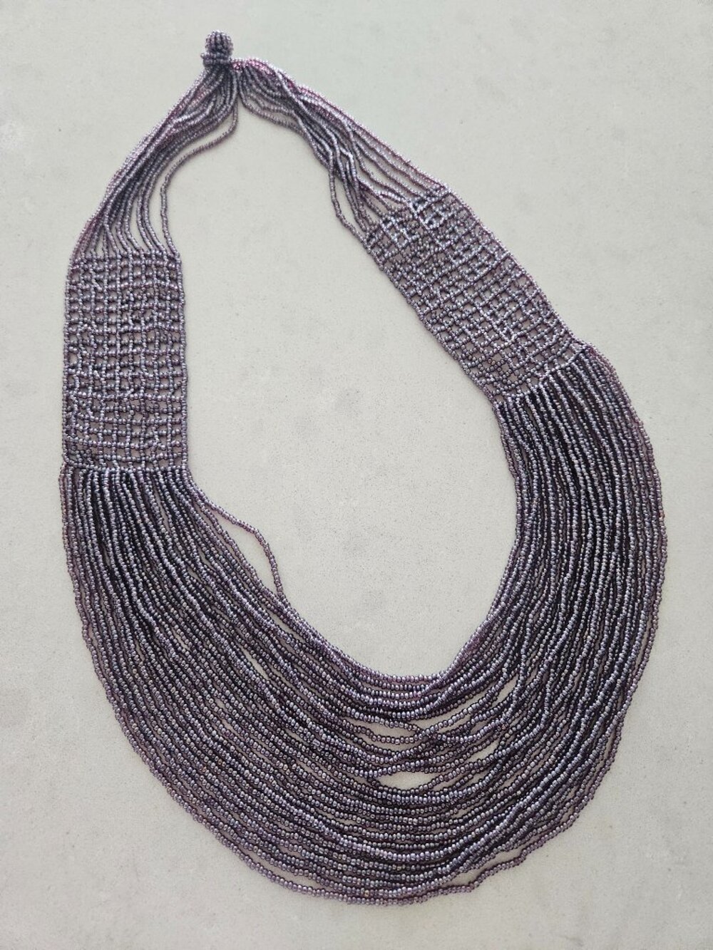 Himalayan Gems Potay Lattice Work Beaded Waterfall Necklace - Amethyst - 22 inch